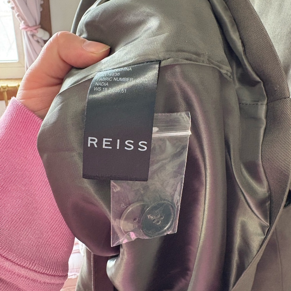 Reiss Olive Trench Coat Double-Breasted - Picture 5 of 7